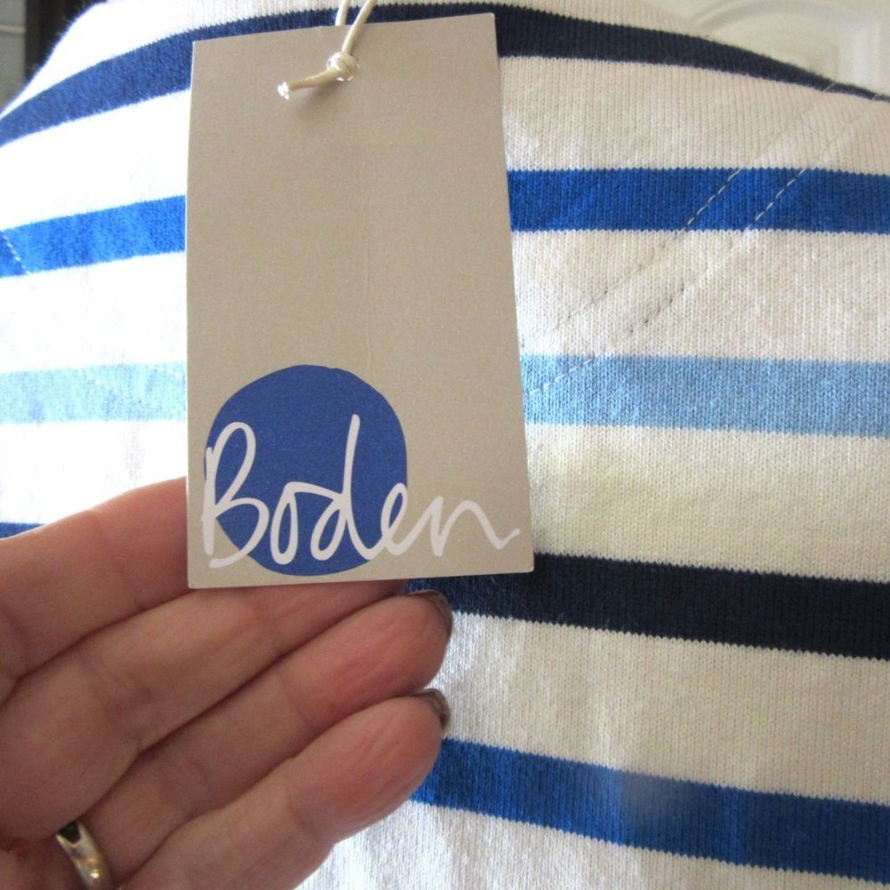 NWT, Men's Boden Short Sleeve Chichester Blue/White Stripped Shirt in Size M - Picture 4 of 7